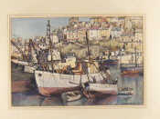 Appraisal: A watercolour titled 'Boat Repairing Brixham' x Signed Stanley Smith