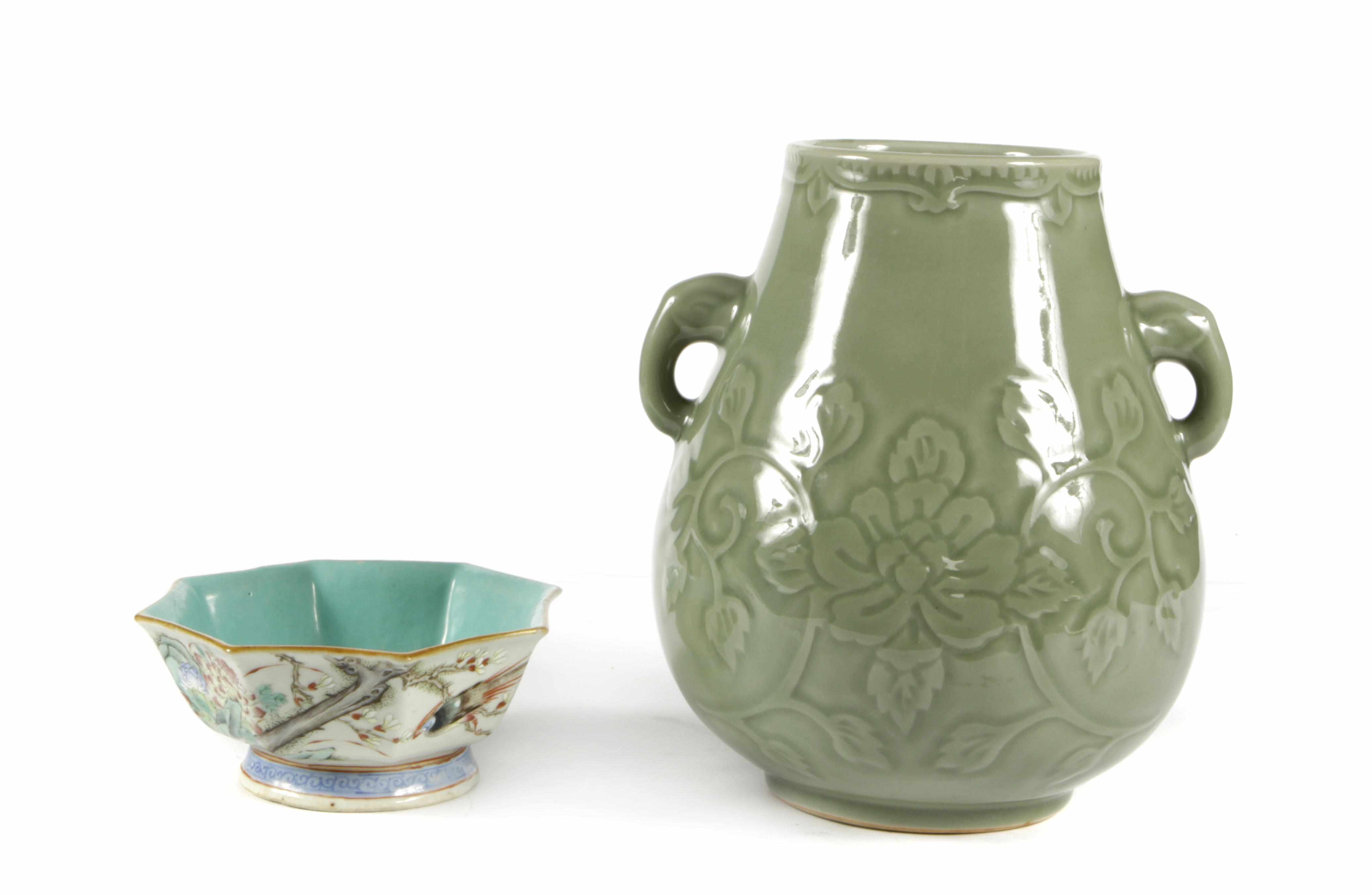 Appraisal: A group of six Chinese table articles Comprising a celadon