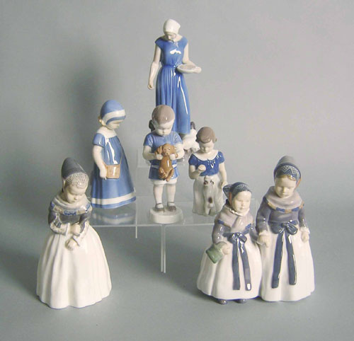 Appraisal: Two Royal Copenhagen figures together with four Bing Grondahl figures