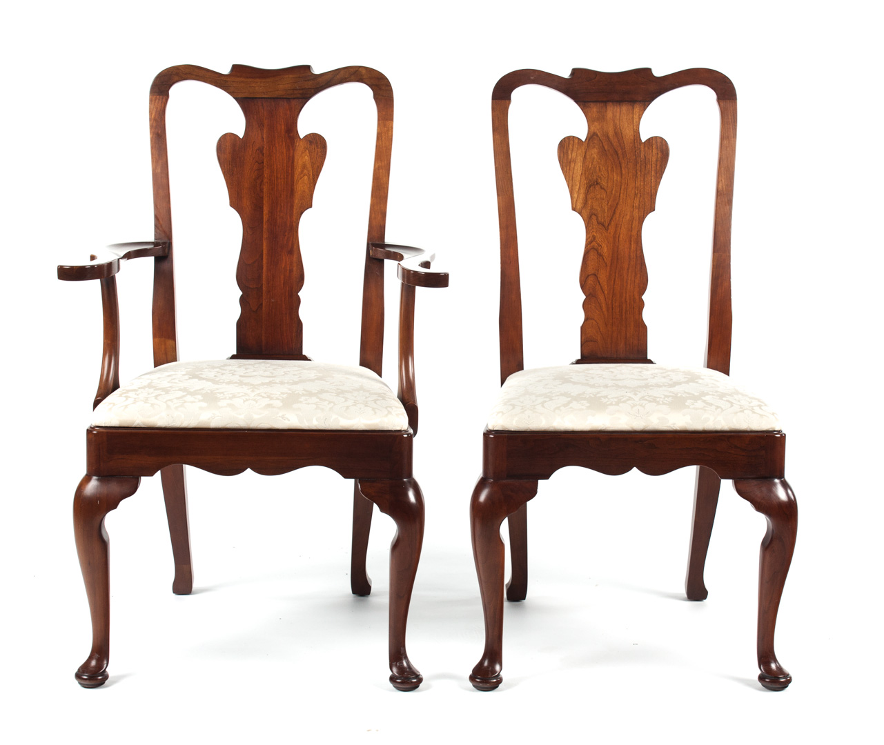 Appraisal: a Six Statton Queen Anne style cherry dining chairs five