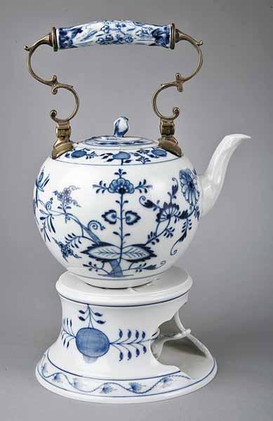 Appraisal: A Meissen Blue and White Porcelain Teapot on Warming Stand