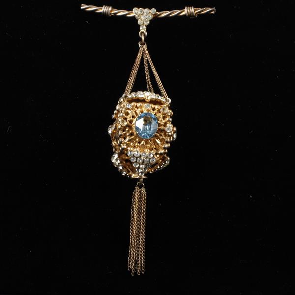 Appraisal: Sonia Lee Sterling Gold Tone Dangle Chandelier Lantern Brooch Pin