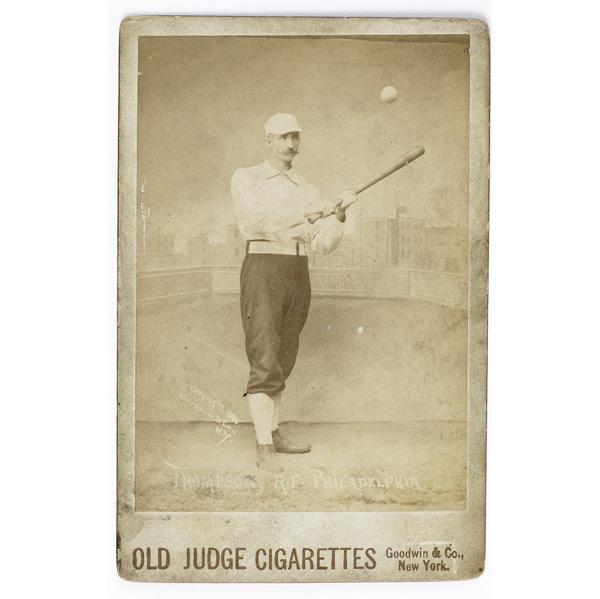 Appraisal: Old Judge Cigarettes baseball cabinet card for Sam Thompson right