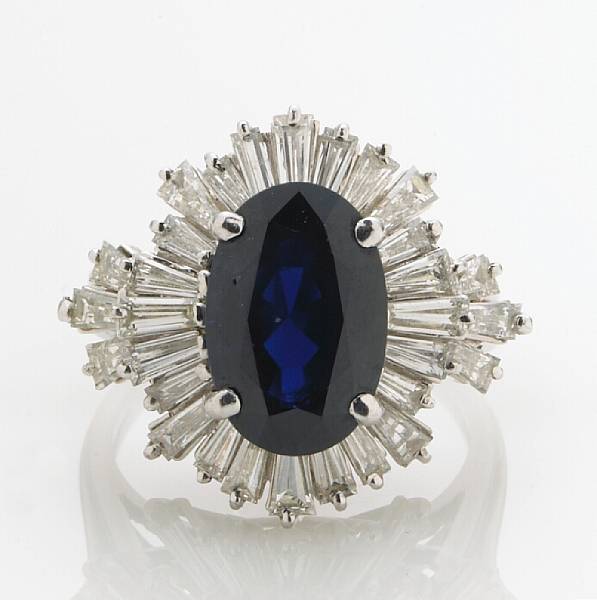 Appraisal: A sapphire and diamond ring sapphire weighing approximately carats estimated