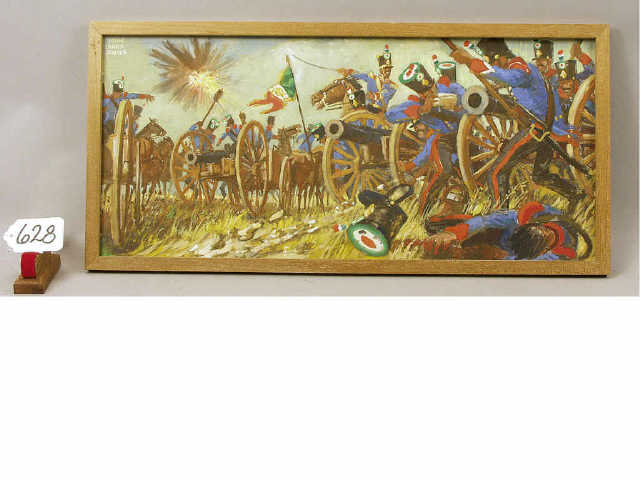 Appraisal: Set design painting of battle scene for John Wayne's epic