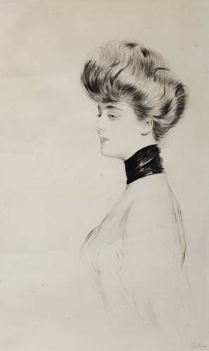 Appraisal: PAUL C SAR HELLEU Femme tourn gauche Drypoint circa x