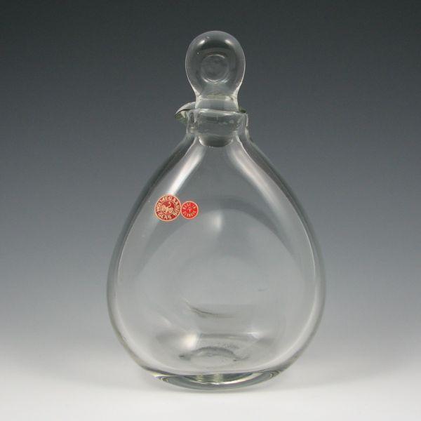 Appraisal: Holmegaards Glas stoppered glass bottle from Denmark Marked with two