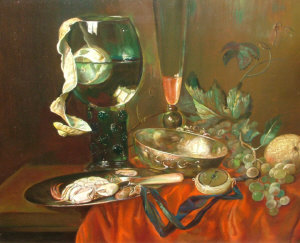 Appraisal: Russian School late th century- Still-life of fruit seafood and