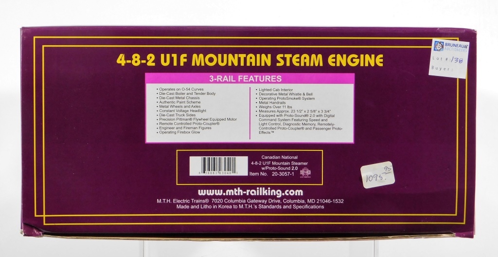 Appraisal: MTH CANADIAN NATIONAL U F MOUNTAIN STEAM ENGINE United States