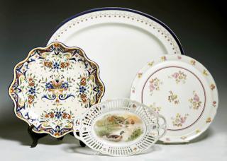 Appraisal: Four Pieces of Porcelain consisting of a majolica footed scalloped