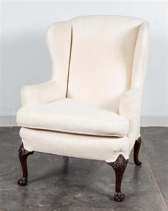 Appraisal: Sale Lot A Georgian Style Wingback Armchair having an upholstered