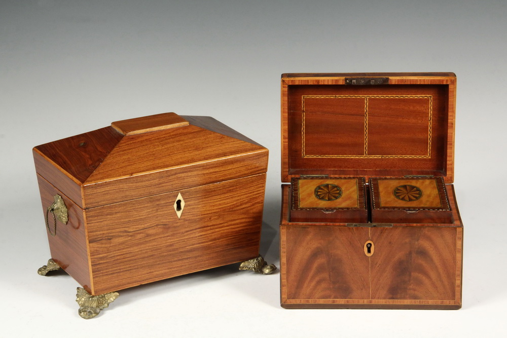 Appraisal: ENGLISH TEA CADDIES - Both Regency including Casket form in