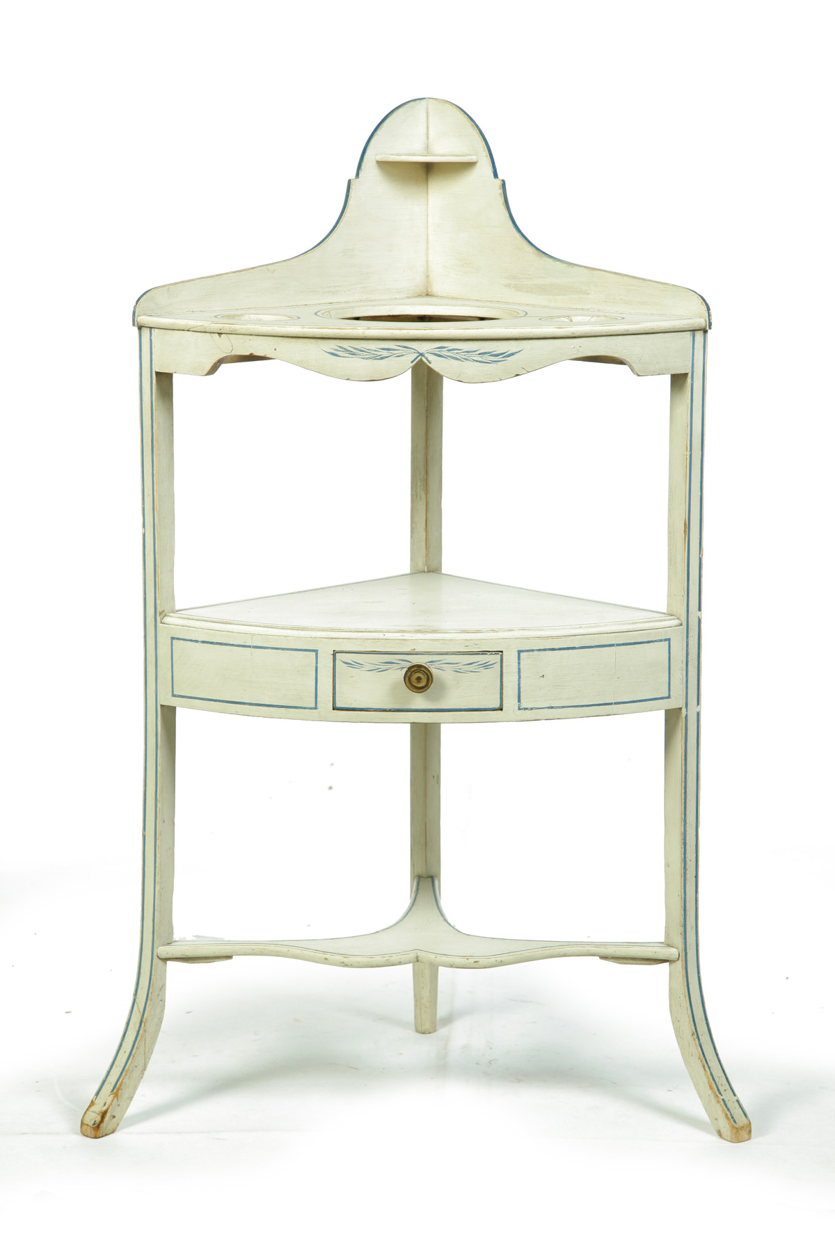 Appraisal: AMERICAN DECORATED CORNER WASHSTAND Probably New England early th century