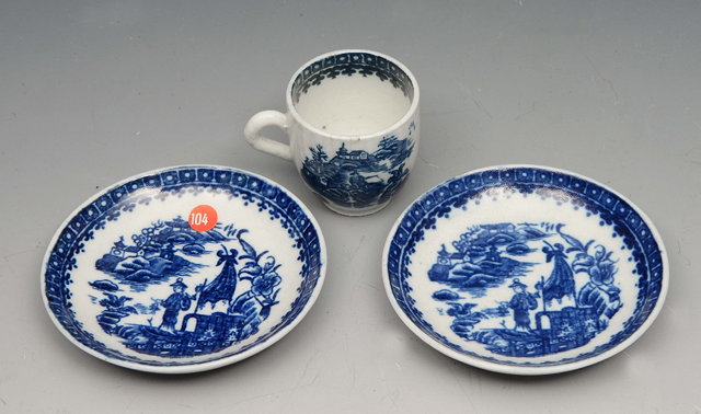 Appraisal: A CAUGHLEY MINIATURE BLUE AND WHITE TEA CUP AND SAUCER