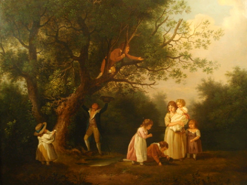 Appraisal: Attributed to William Redmore Bigg - Children bird nesting one