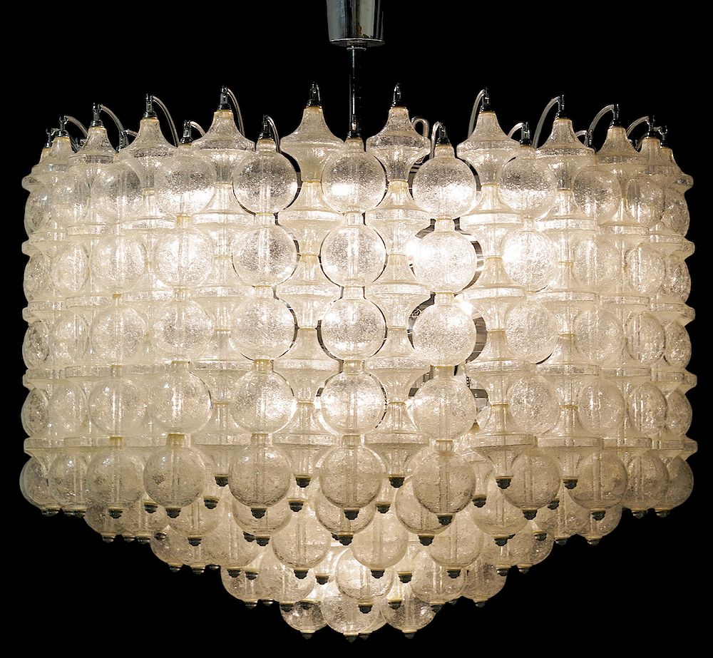 Appraisal: Style of KalMar Mid-Century Monumental Chandelier Monumental chandelier with tulip