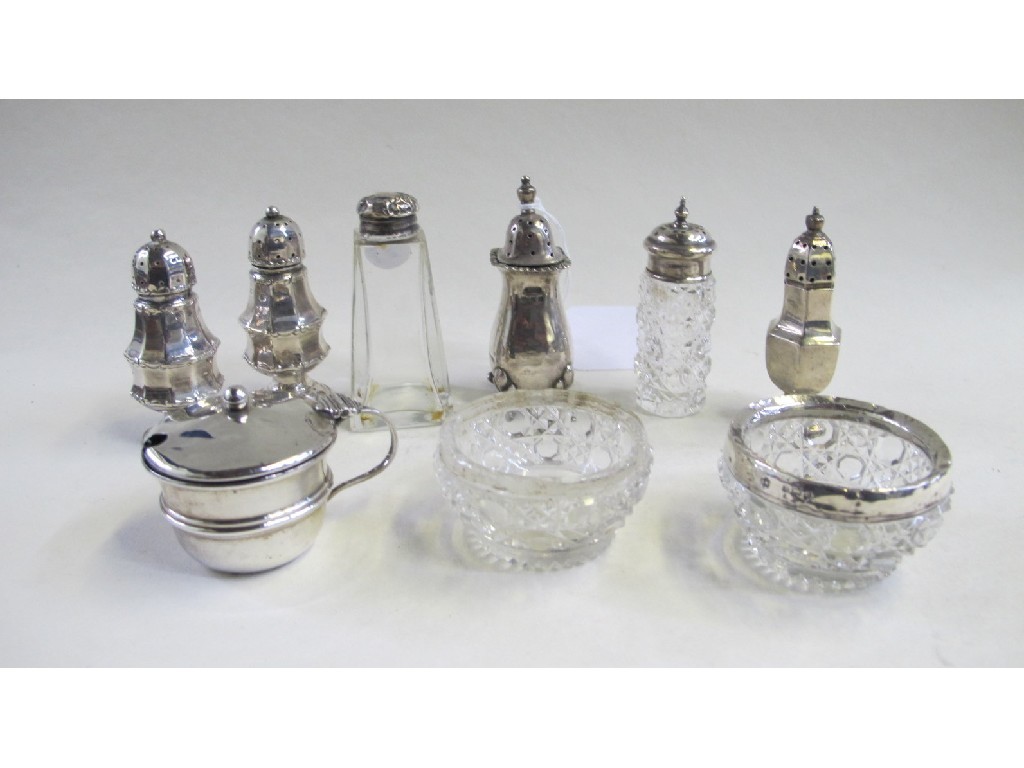 Appraisal: Lot comprising eight assorted silver and silver mounted salts and