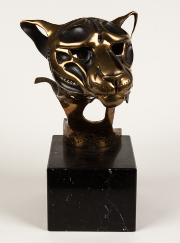 Appraisal: John Jagger Leopard Head bronze American Contemporary stylized polished bronze