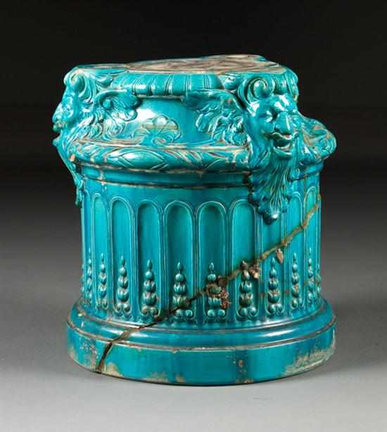 Appraisal: Louis XVI style blue faience columnar pedestal late th century