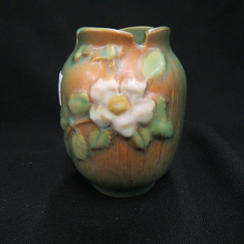 Appraisal: Roseville White Rose Pottery Vase green - excellent