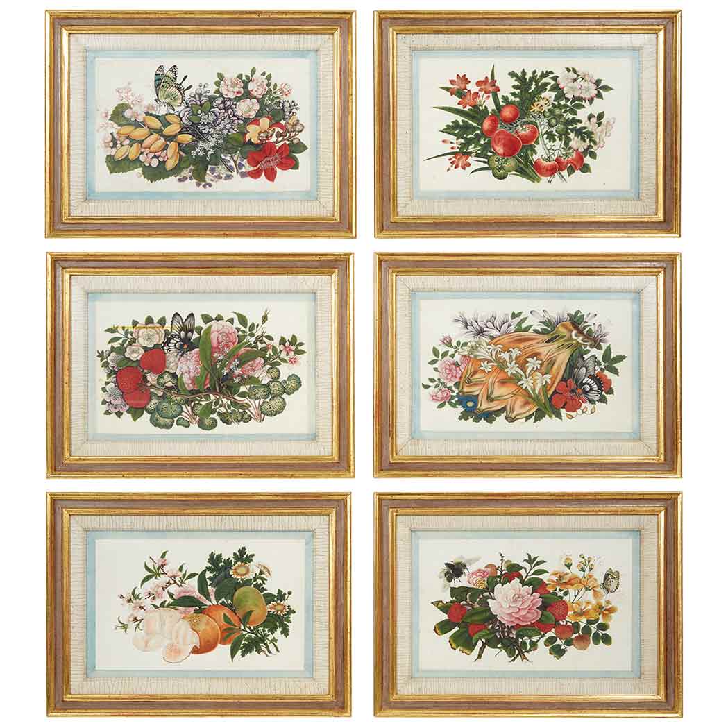 Appraisal: Set of Twelve Chinese Export Pith Paper Botanical Paintings th