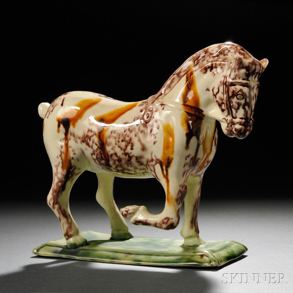 Appraisal: Staffordshire Cream-colored Earthenware Model of a Horse England c the