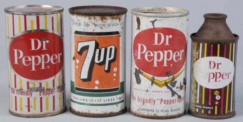 Appraisal: Lot of Cans for Dr Pepper up Description General overall