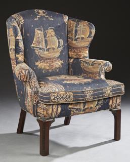 Appraisal: American Carved Mahogany Wing Chair early th c American Carved