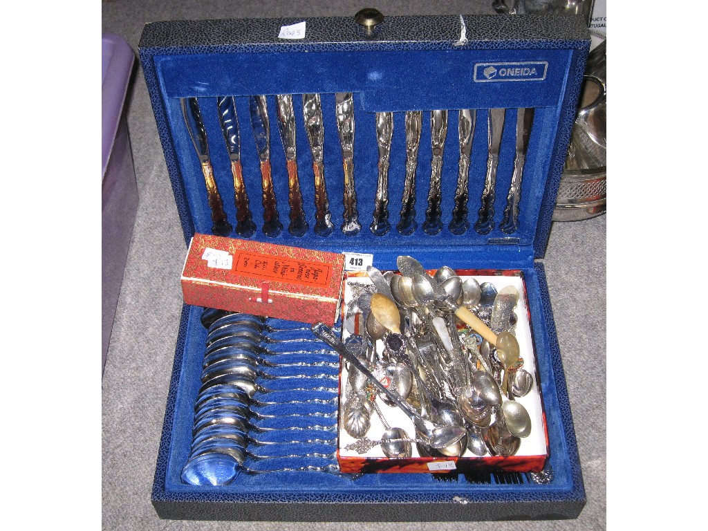 Appraisal: Lot comprising cased cutlery set loose cutlery etc