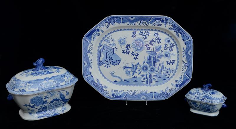 Appraisal: MASON'S PATENT IRONSTONE CHINA BLUE TRANSFER-PRINTED TUREEN AND COVER A