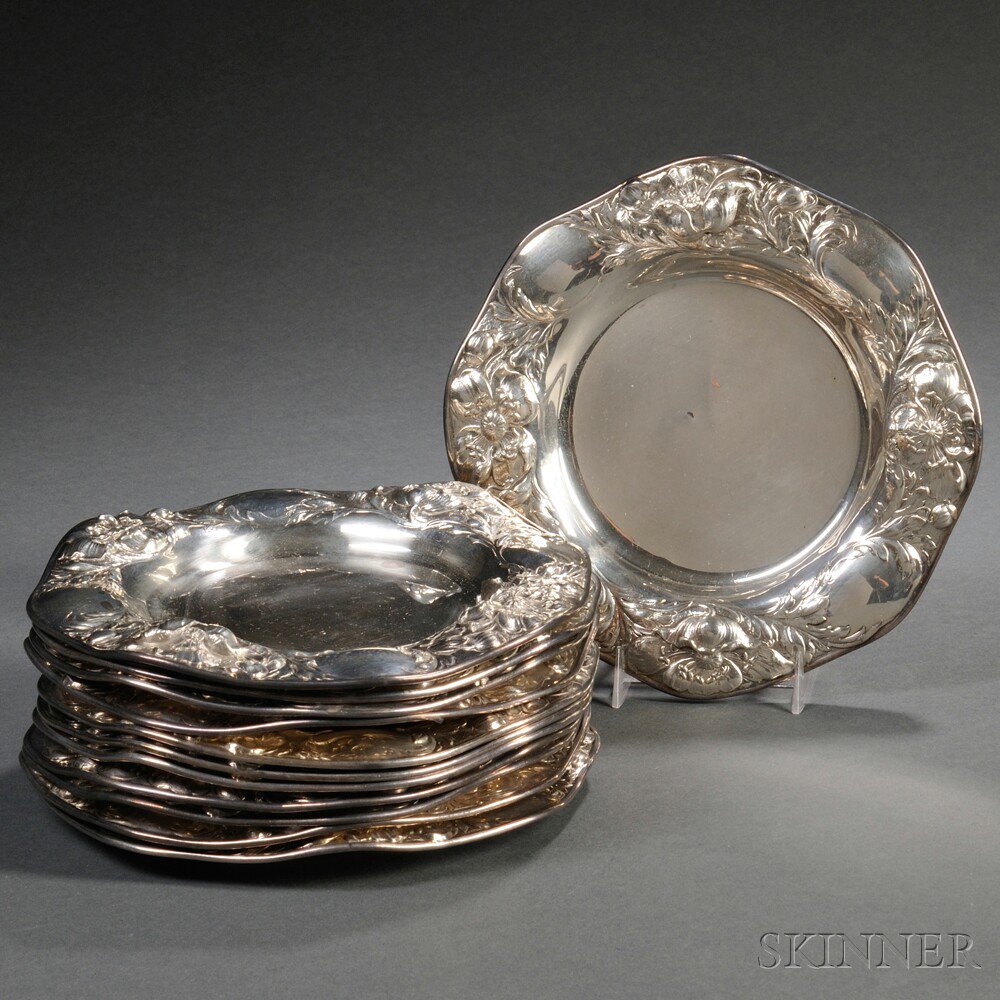 Appraisal: Twelve Gorham Sterling Silver Bread Plates Providence Rhode Island th