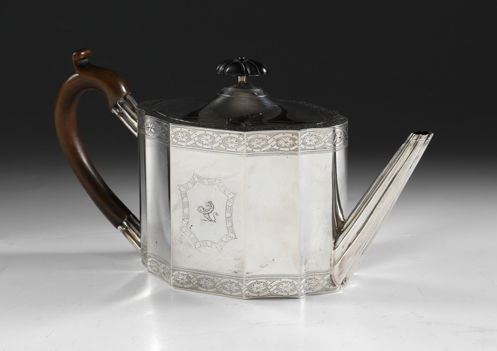 Appraisal: CHARLES STUART HARRIS ENGLISH SILVER TEAPOT Sterling teapot hallmarked with