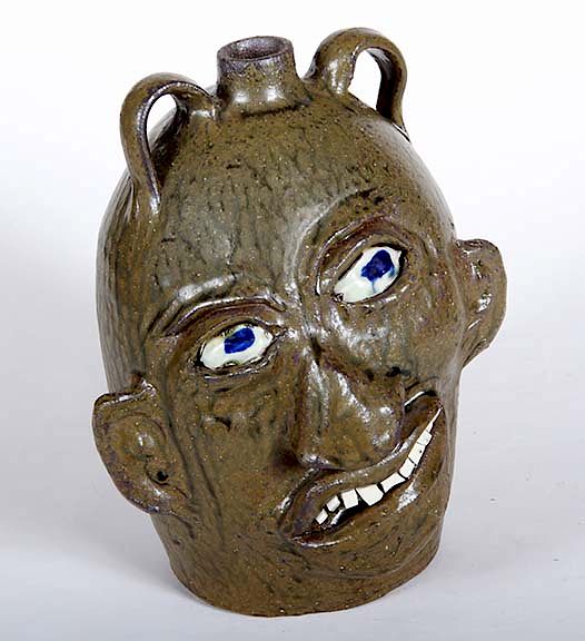 Appraisal: Outsider Art Chester Hewell Face Jug Hewell Chester Face Jug