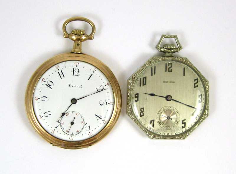 Appraisal: TWO E HOWARD CO POCKET WATCHES octagonal k white gold