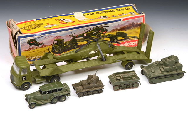 Appraisal: A DINKY TOYS A E C ARTICULATED TRANSPORTER with helicopter