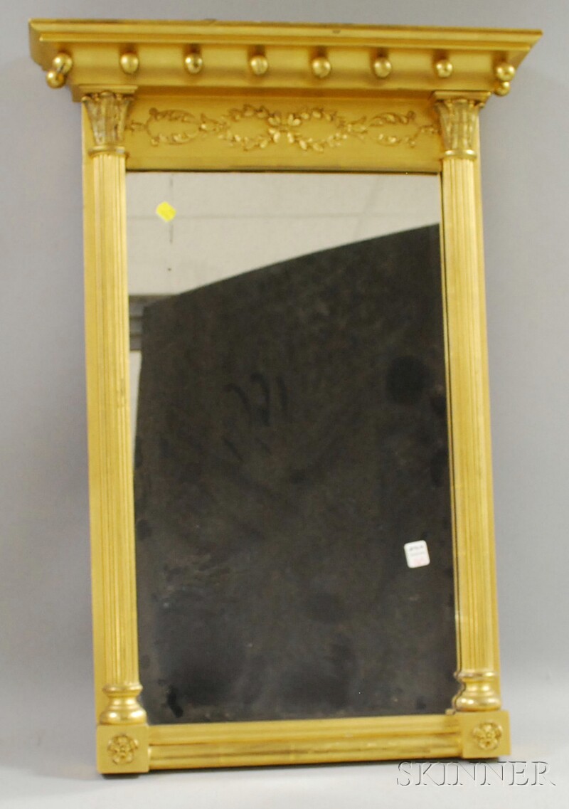 Appraisal: Classical-style Giltwood and Gesso Tabernacle Mirror lg in