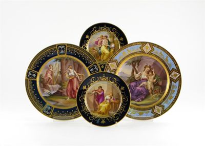 Appraisal: Four Vienna and Vienna-style plates one painted with an infant