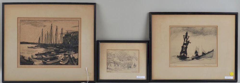 Appraisal: Estate Group Three Artworks comprising a Gordon Grant etching a