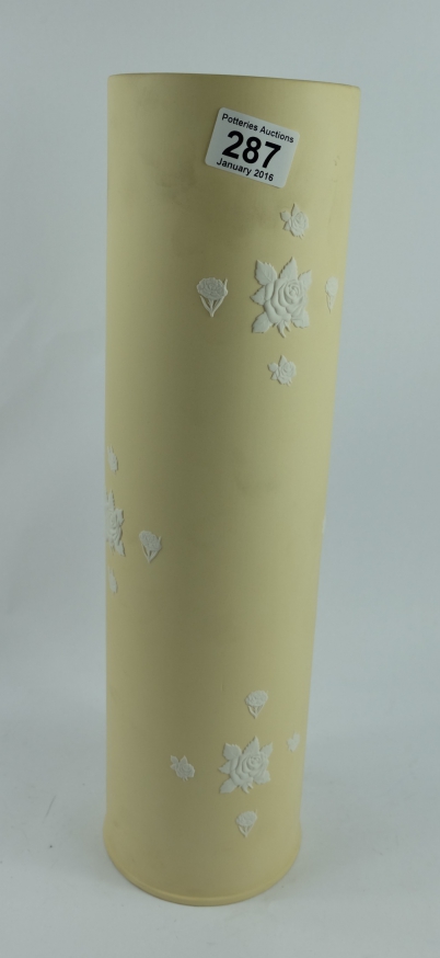 Appraisal: Large yellow white Jasper ware cylindrical vase height cm no