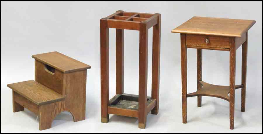 Appraisal: MAPLE SINGLE DRAWER TABLE Together with an umbrella stand and