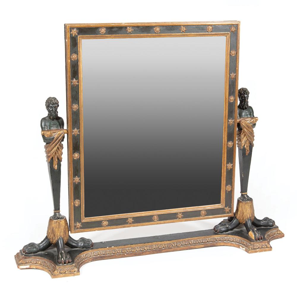 Appraisal: Continental Neoclassical-Style Painted and Parcel Gilt Dressing Table Mirror th