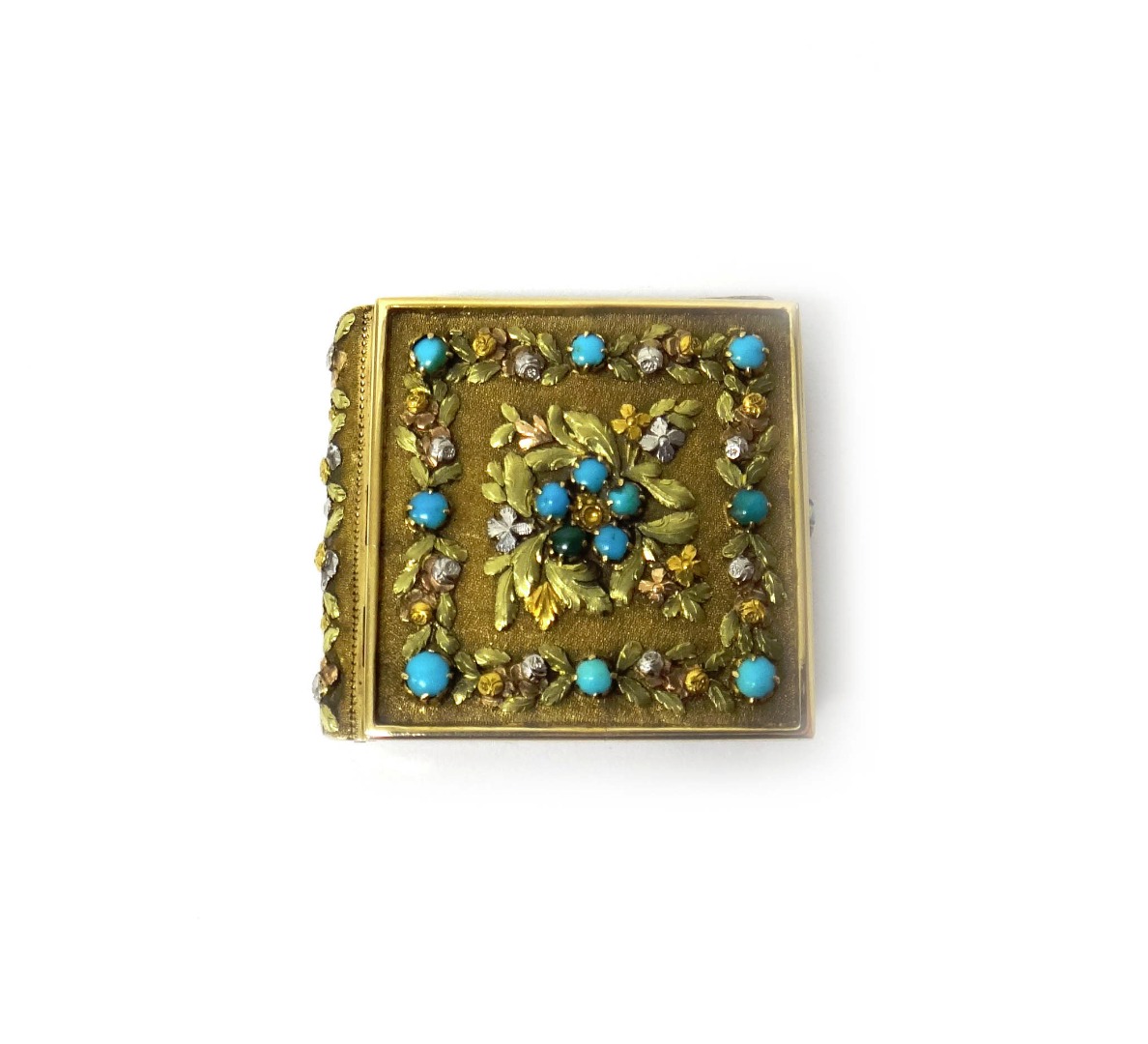 Appraisal: A three colour gold and turquoise bound miniature book detailed