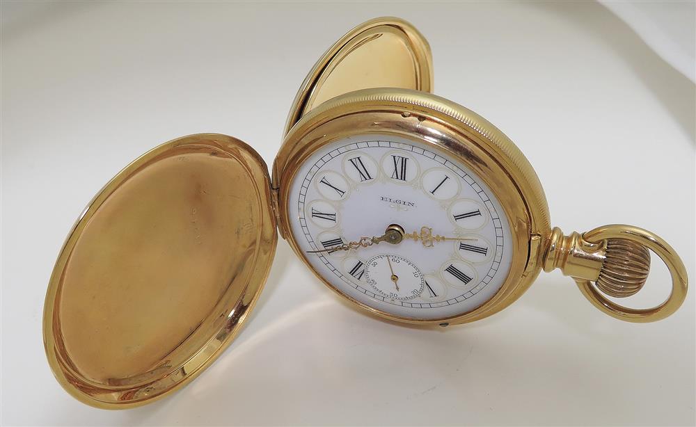 Appraisal: Elgin gold hunter-case pocket watch K case marked H W