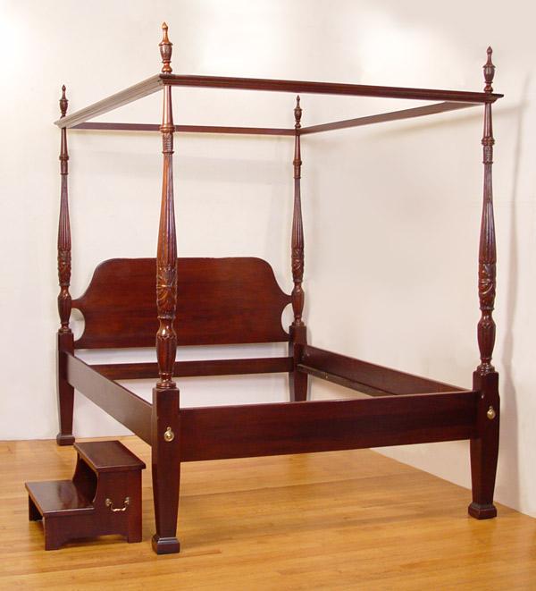 Appraisal: CHARLESTON STYLE CARVED MAHOGANY RICE BED Queen size sold with