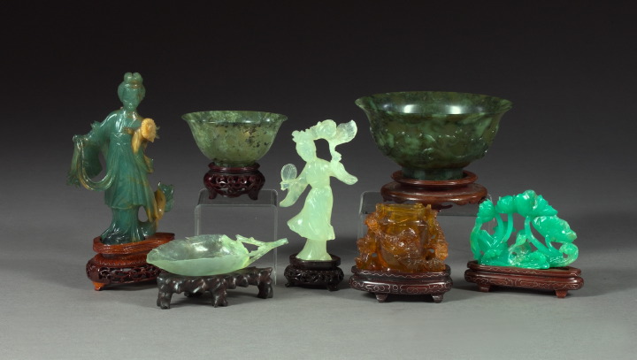 Appraisal: Four-Piece Collection of Chinese Scholar's Desk Objects in jade or