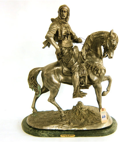 Appraisal: AFTER ANTOINE-LOUIS BARYE FRENCH - nickel-bronze sculpture Arab on a