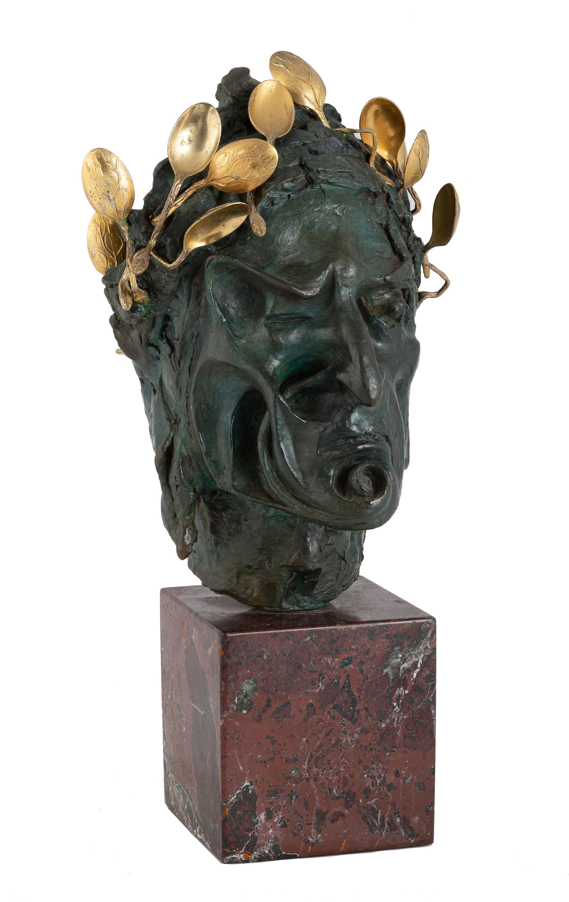 Appraisal: SALVADOR DALI SPANISH - HEAD OF DANTE Patinaed bronze k