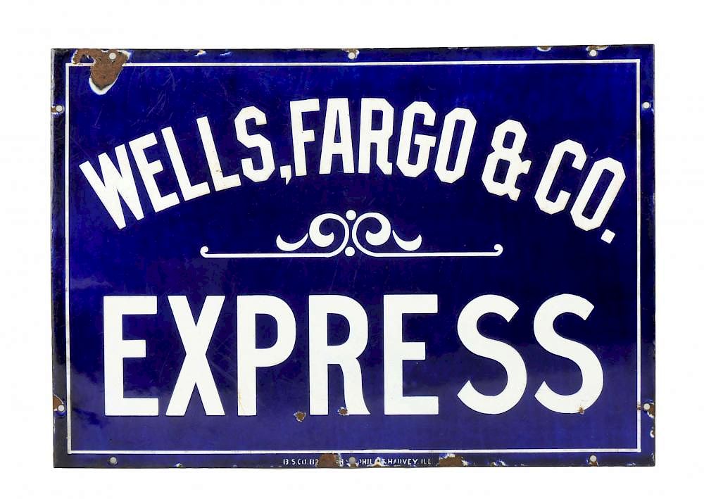 Appraisal: Wells Fargo Express Porcelain Advertising Sign This scarce sign is