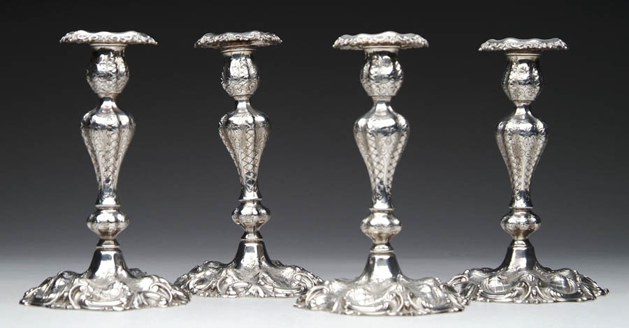 Appraisal: SET OF FOUR EXQUISITE STERLING CANDLESTICKS BY FRANK SMITH Outstanding