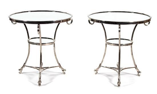 Appraisal: A Pair of Directoire Style Chromed and Mirrored Gueridons A